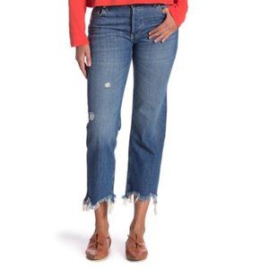 Free People Maggie Ripped Crop Straight Leg Jean size 24 NEW